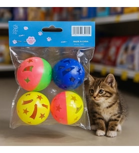 4'lü Çıngıraklı Top Kedi Oyuncağı