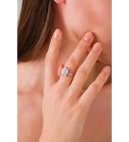 14 K White Gold Kaplama 925 Ayar Gümüş Papatya Döner Yüzük