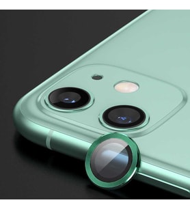 Apple Apple iPhone 11 Kamera Lens Koruyucu HD Kalite Çerçeveli Tempered Glass Cam (Yeşil)