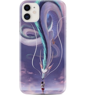 Apple iPhone 11 12 13 Mini Kılıf Desemli Silikon Kız ve Ejderha 1742