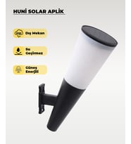8W Huni Solar Duvar Aplik - Gün Işığı (Siyah)