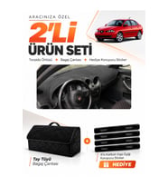 e-biz SEAT CORDOBA (2001-2008) Uyumlu Torpido Örtüsü + Tay Tüyü Bagaj Çantası Seti - Siyah - SE003