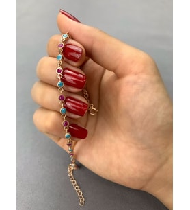 Rose Kaplama Mavi - Mor  Safir Taşlı Gümüş Kadın Bileklik