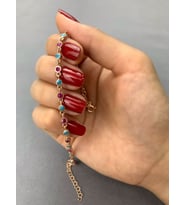 Rose Kaplama Mavi - Mor  Safir Taşlı Gümüş Kadın Bileklik