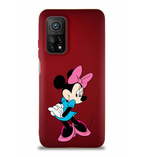 Xiaomi Mi 10T Pro Soft Premier Kapak Minnie Mouse-F Tasarımlı Silikon Kılıf - Mürdüm (Şeffaf)