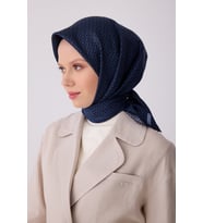 Klasik Desen İpek Twill Eşarp  - 2026 İlkbahar-Yaz (T)  4317 (Lacivert)