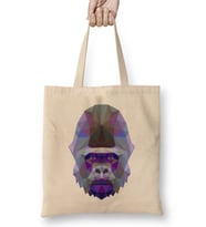 Geometric Animal Gorilla Bez Çanta Uzun Saplı