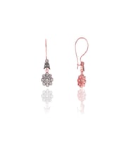 Gümüş rose zirkon taşlı elmas montürlü çiçek modeli küpe SGTL11463ROSE