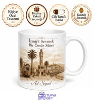 Eski İzmir Temalı Nostaljik Baskılı Kupa Bardak Hediye Porselen Mug