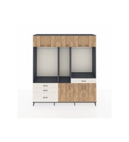 Hyperion Dolap 8 Raflı 4 Çekmeceli 3 Askılı 220x44x243 Antrasit-Çam/Aytaşı