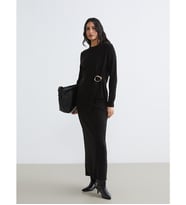 LCW Modest Siyah Beli Lastikli Fitilli Triko Etek