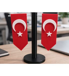 Masaüstü Standlı Türk Bayrağı Dekoru - 2'li Bayrak