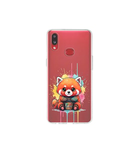 Samsung Galaxy A10s ile Uyumlu Splash Tilki Tasarımlı Şeffaf Silikon Kılıf