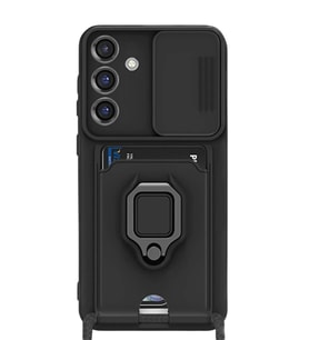 Galaxy S25 Plus Kılıf Zuma Kartvizitli Yüzüklü Silikon - Siyah