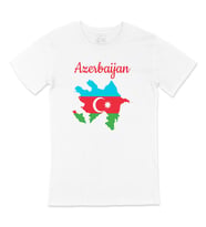 Azerbaycan Haritalı ve Bayraklı Tişört