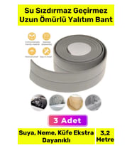 Ekstra Güçlü Su Geçirmez Sızdırmaz Dayanıklı Yalıtım Tamir Küf Önleyici Gri Bant 3.2m - 3 Adet