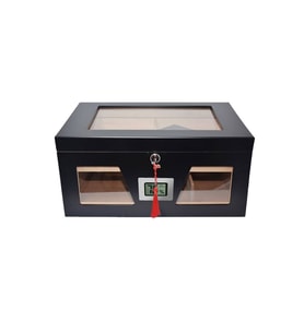 Falconetti Siyah 2 Katlı Camlı Humidor Puro Kutusu rc21