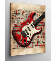 Kanvas Tablo Kırmızı Gitar Poster