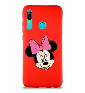 Huawei P Smart 2019 Soft Premier Kapak Minnie Mouse-C Tasarımlı Silikon Kılıf - Kırmızı (Şeffaf)