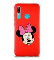 Huawei P Smart 2019 Soft Premier Kapak Minnie Mouse-C Tasarımlı Silikon Kılıf - Kırmızı (Şeffaf)