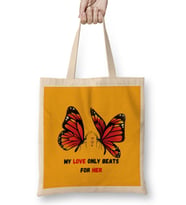 For Her Gift My Love Only Beats For Her Butterfly Bez Çanta Uzun Saplı