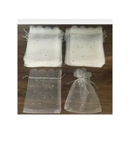 Pullu Çerez Kesesi - Hediye Kesesi -Kırık Beyaz - (10 Adet ) 12*14 Cm