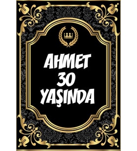 Altın Desenli Klasik Temalı Doğum Günü Afişi 35X50 cm