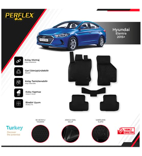 Hyundaı Elantra 2015+ 3D Havuzlu Paspas (Siyah - Beyaz)