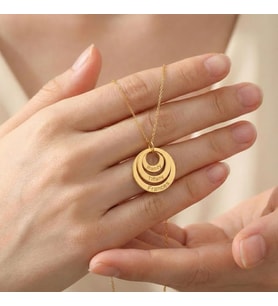 Kişiye Özel 925 Ayar Gümüş İç İçe Halka Tasarım 3 İsim Kolye (Gold)