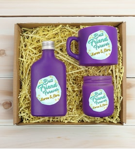 BK Gift Kişiye Özel İsimli DTF Best Friend Temalı Mor Kahve Fincanı & Kolonya & Mum Hediye Seti-2, Arkadaşa Hediye, Doğum Günü Hediyesi