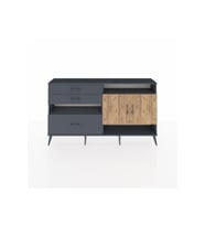Arges Konsol 4 Raflı 3 Çekmeceli 2 Kapaklı 176x30x99 Antrasit-Çam/Antrasit