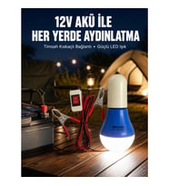 Mey İthalat® 12V LED Ampul Timsah Kıskaçlı Taşınabilir Aydınlatma