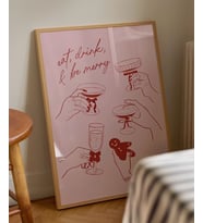 Çerçevesiz Poster Eat, Drink & Be Merry (Çok Renkli)