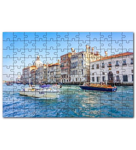 Cakapuzzle İtalya Venedik Binalar ve Kanalda Tekneler Puzzle Yapboz MDF (Ahşap) (120 Parça)
