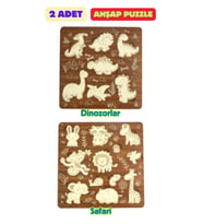 Çocuk Puzzle (Yapboz) Birinci Sınıf Ahşap 2 Parça Eğitici Öğretici Eğlenceli Set