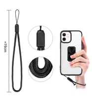 Uyumlu Model Apple iPhone 12 Kılıf Charm Kısa iPli Şeffaf Kapak (Siyah)