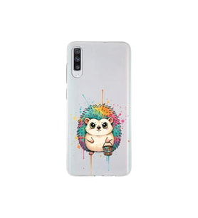 Samsung Galaxy A70S ile Uyumlu Splash Kirpi Tasarımlı Şeffaf Silikon Kılıf