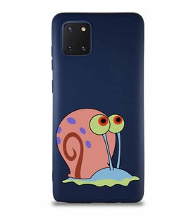 Samsung Galaxy A81 Soft Premier Kapak Salyangoz Gary Tasarımlı Silikon Kılıf - Lacivert (Şeffaf)