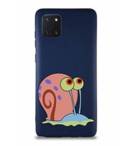 Samsung Galaxy A81 Soft Premier Kapak Salyangoz Gary Tasarımlı Silikon Kılıf - Lacivert (Şeffaf)