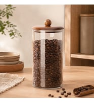 Lexroo 1550 ml Akasya Kapaklı Cam Kavanoz, Şeffaf Cam Saklama Kavanozu