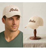 BK Gift Kişiye Özel İsim Nakışlı Vintage Gri Beyzbol Şapkası Unisex Eskitme Kumaş Metal Tokalı
