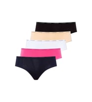 U.S. Polo Assn. Kadın 5'li Yüksek Bel Slip (Lacivert-Fuşya-Ten-Beyaz-Siyah) (Çok Renkli)