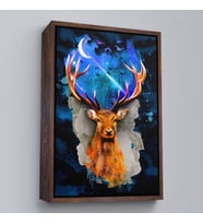 Çerçeveli Geyiğin Galaxisi Modern Sanat Duvar Tablosu (Siyah)