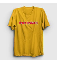 Presmono Unisex Sarı Logo Iron Maiden T-Shirt 86340tt (Sarı)