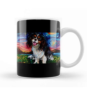 Tri Color Cavalier King Charles Spaniel Night Kupa Bardak Porselen