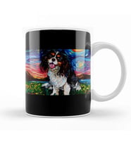 Tri Color Cavalier King Charles Spaniel Night Kupa Bardak Porselen