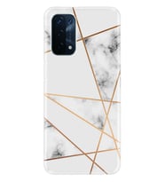 Kılıfland Oppo A74 Kılıf Silikon Resimli Kapak White Marble Mermers With Triangle Stok 1195