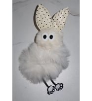 Caş Dekorasyon Krem Renk Tavşanlı Peluş Simit Toka (Krem)