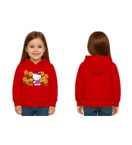 Unisex hello kity  Baskılı Çocuk Swaetshirt  Baskılı Kapüşonlu 3 İplik Şardonlu (Kırmızı)