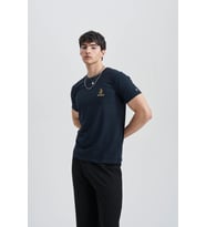 Blues Eyes Erkek Baskı T-Shirt (Lacivert)